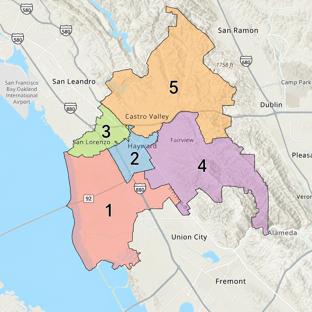 Hayward Area Recreation and Park District system map