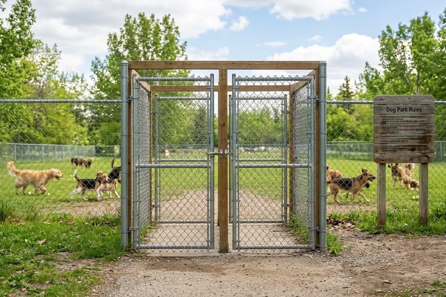 Example of a double-gated dog park entry