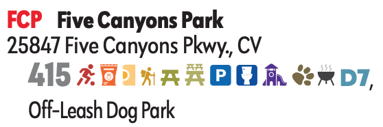 H.A.R.D. Fall 2026 Recreation Guide listing Five Canyons Park with Off-Leash Dog Park